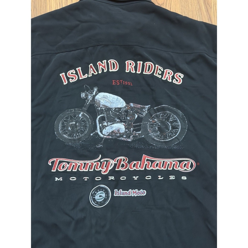 Tommy Bahama Island Riders Motorcycle Camp Shirt Men's Large Silk Biker